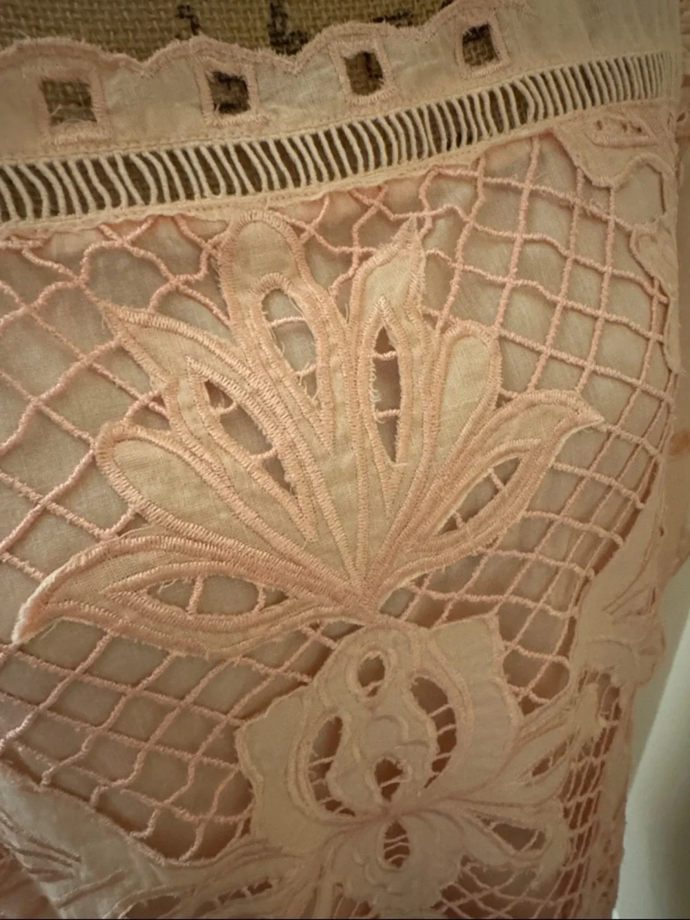 Peachy/pink embroidered cotton top size small - Picture 6 of 9